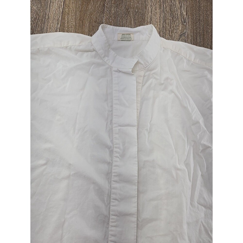 Julia Armory Women's Medium Ivory Shirt Dress Tunic Cotton Button Front Pockets - Picture 4 of 14